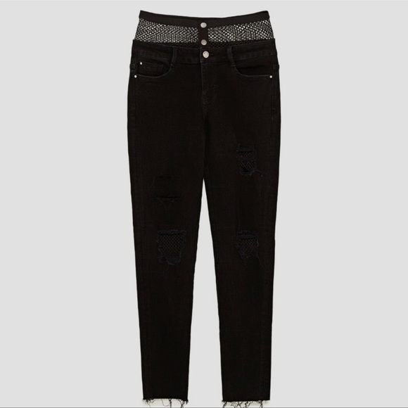 Zara black fishnet jeans - Picture 2 of 8